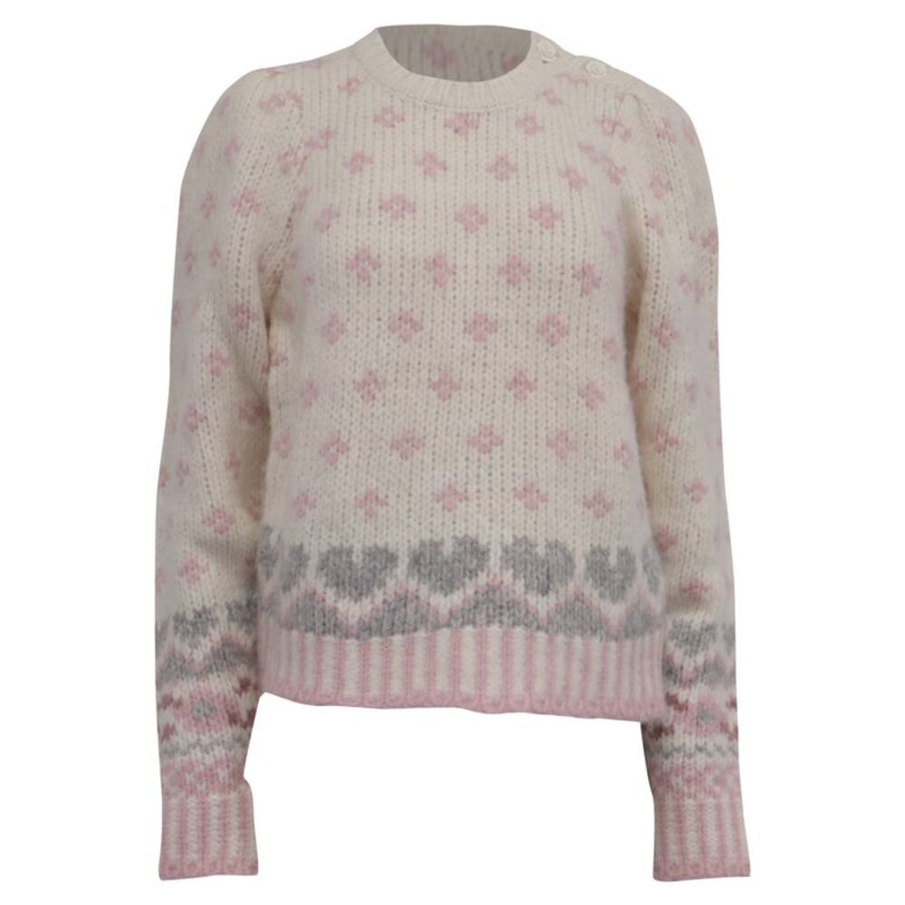LoveShackFancy Floral-Embroidered Sweater Multicolor Alpaca Wool